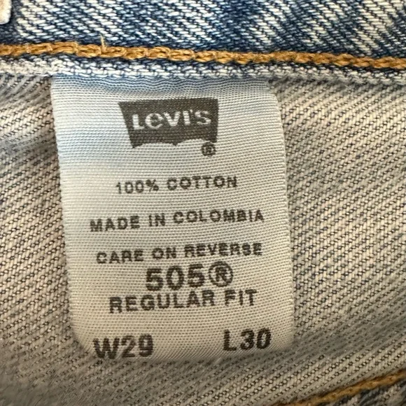 Levis 505 Jeans Mens 29 X 30 Regular Fit Straight Leg Light Wash Blue Denim - Picture 4 of 12